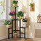 Tribesigns 6 Tier Corner Plant Stand Black Metal And Wood Indoor Display Rack